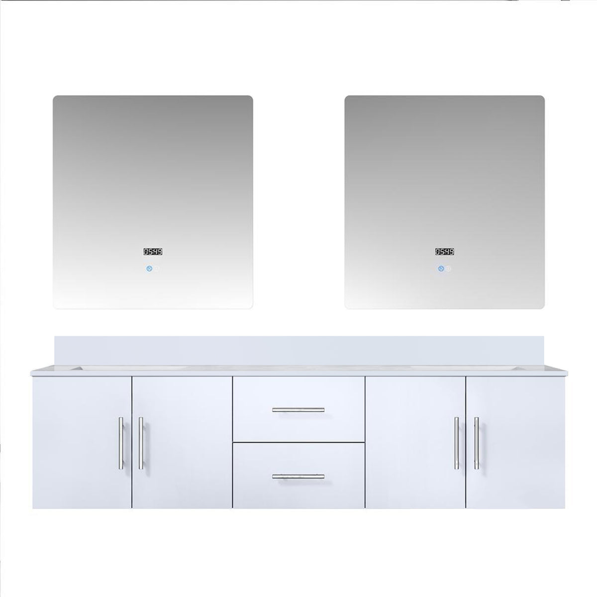 Lexora Geneva 72 in. Glossy White Double Sink Bath Vanity