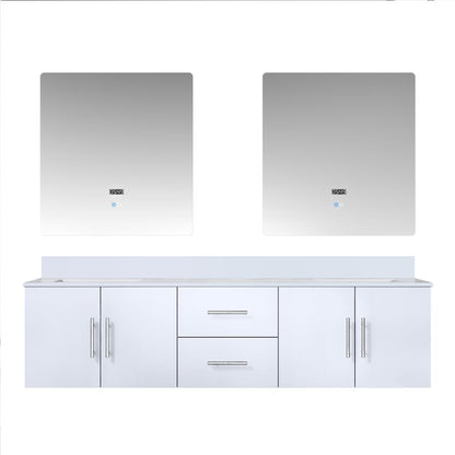 Lexora Geneva 72 in. Glossy White Double Sink Bath Vanity