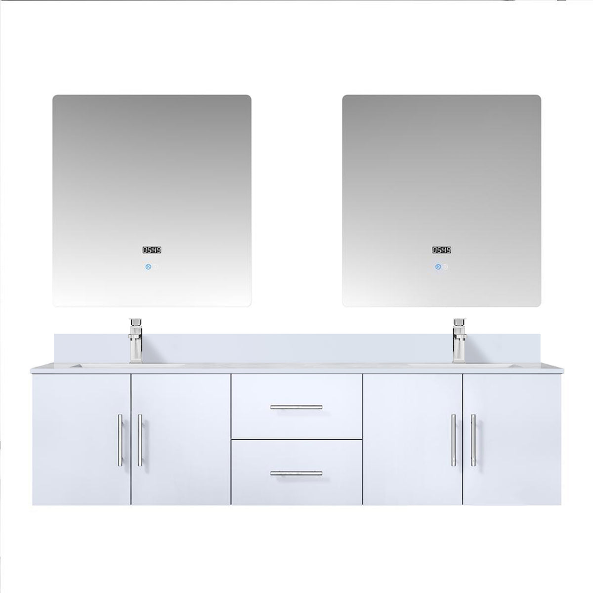 Lexora Geneva 72 in. Glossy White Double Sink Bath Vanity