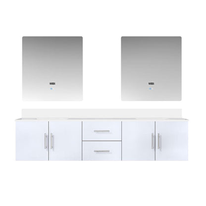 Lexora Geneva 80 in. Glossy White Double Sink Bath Vanity