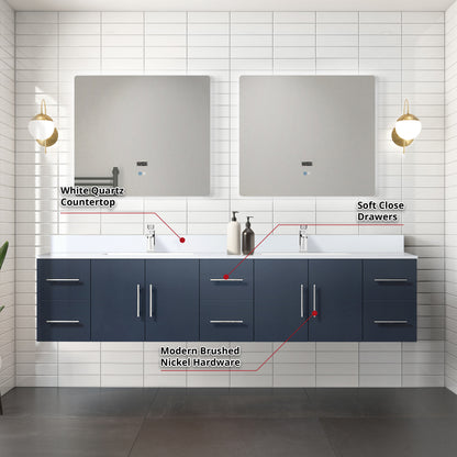 Lexora Geneva 84 in. Navy Blue Double Sink Bath Vanity
