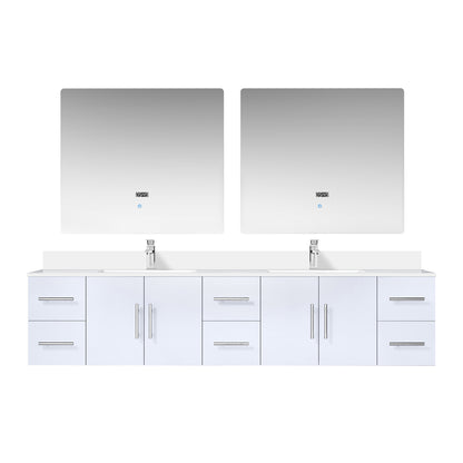 Lexora Geneva 84 in. Glossy White Double Sink Bath Vanity