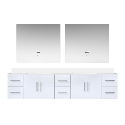 Lexora Geneva 84 in. Glossy White Double Sink Bath Vanity