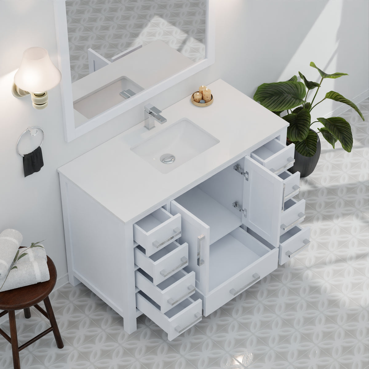Lexora Jacques 48 in. White Single Sink Bath Vanity