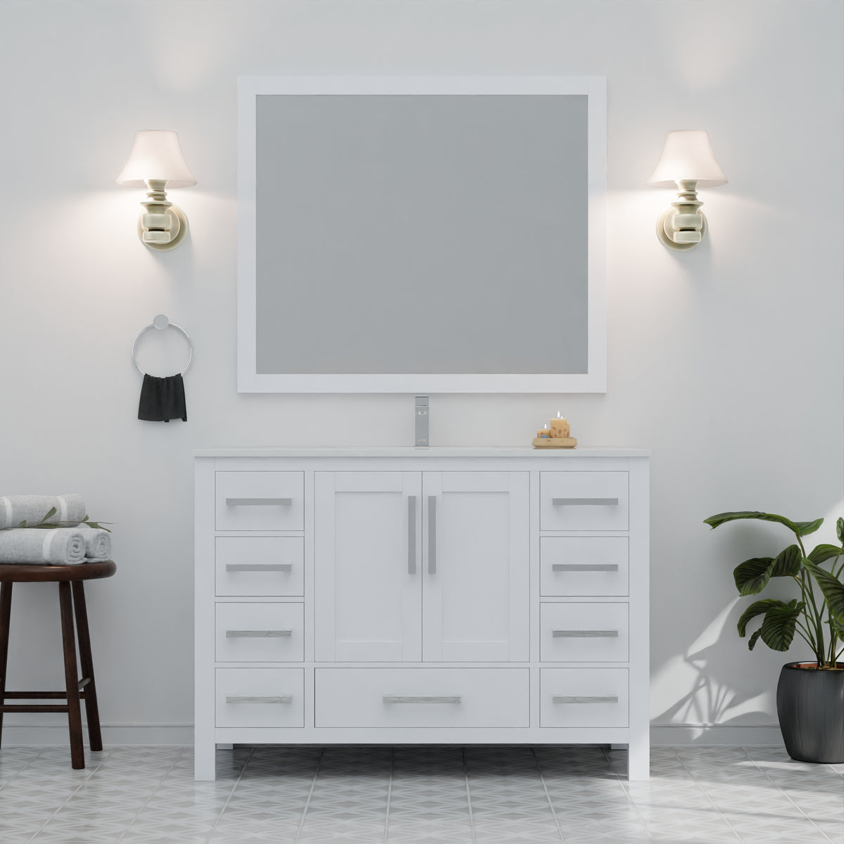 Lexora Jacques 48 in. White Single Sink Bath Vanity