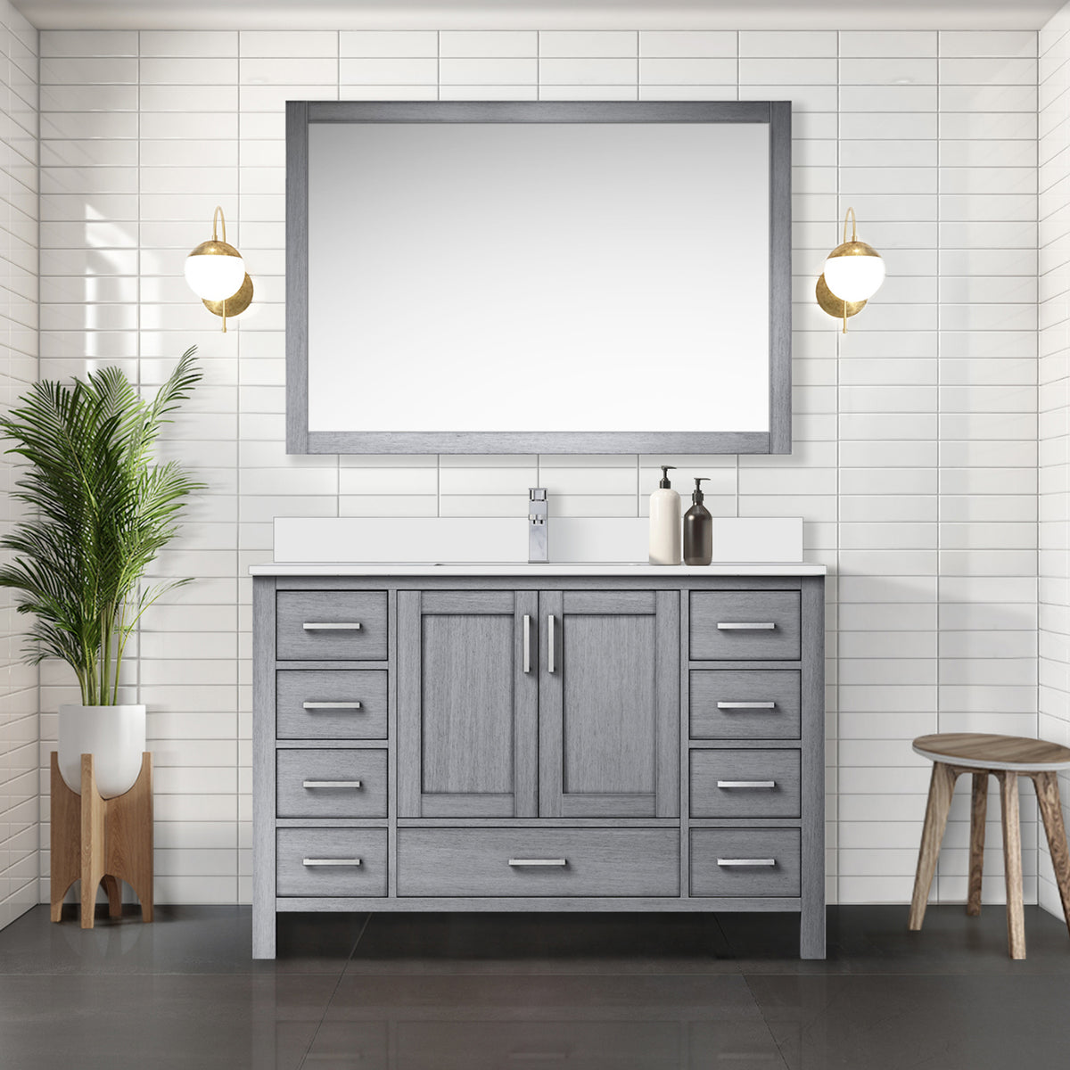 Lexora Jacques 48 in. Distressed Grey Single Sink Bath Vanity