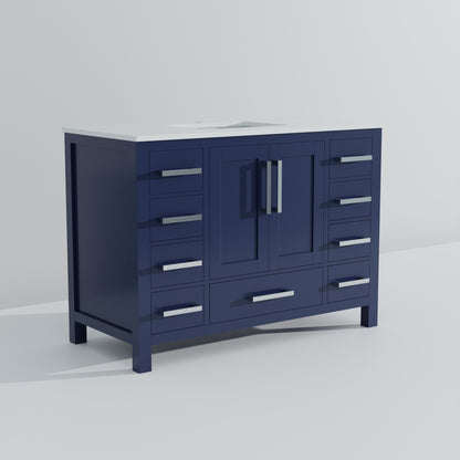 Lexora Jacques 48 in. Navy Blue Single Sink Bath Vanity