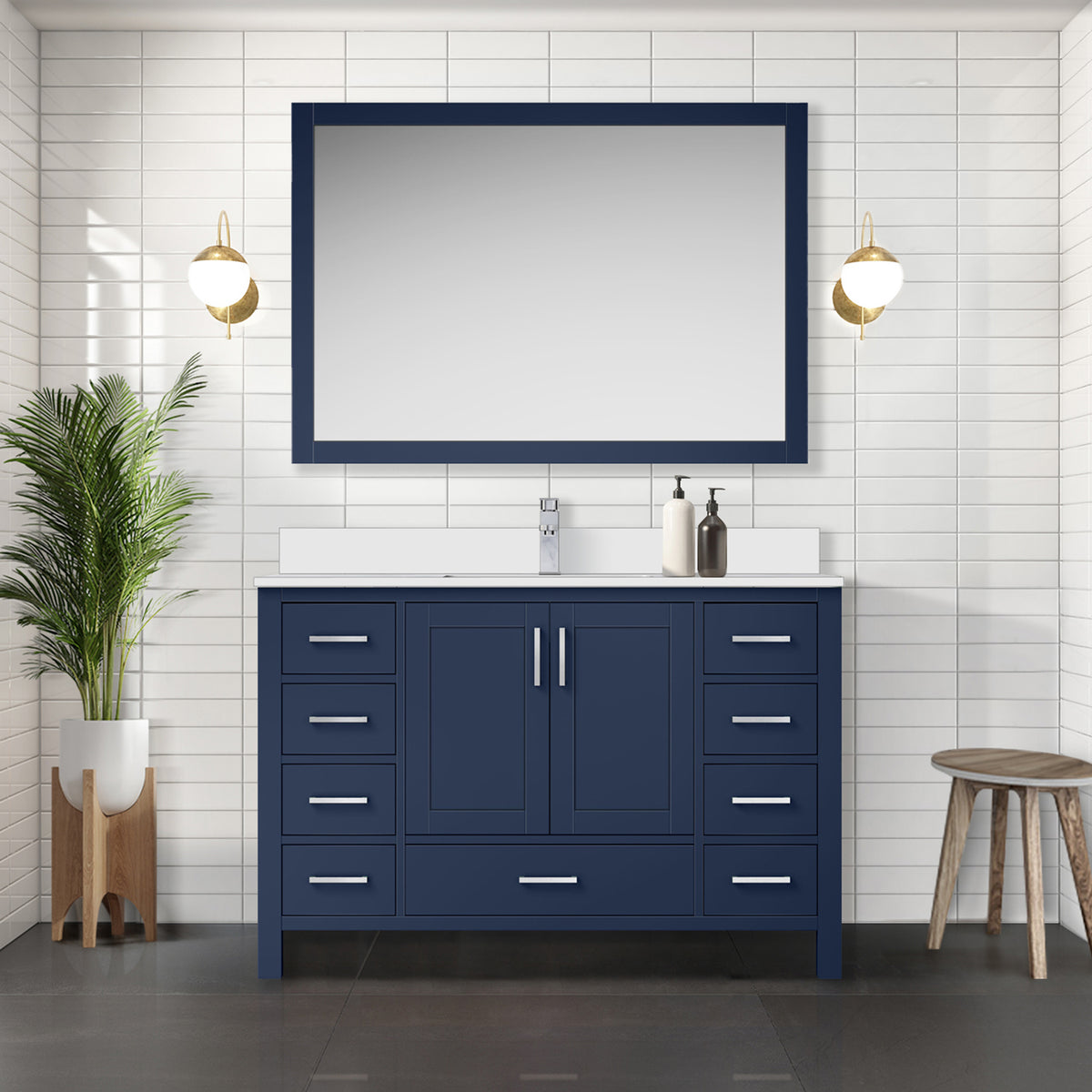 Lexora Jacques 48 in. Navy Blue Single Sink Bath Vanity