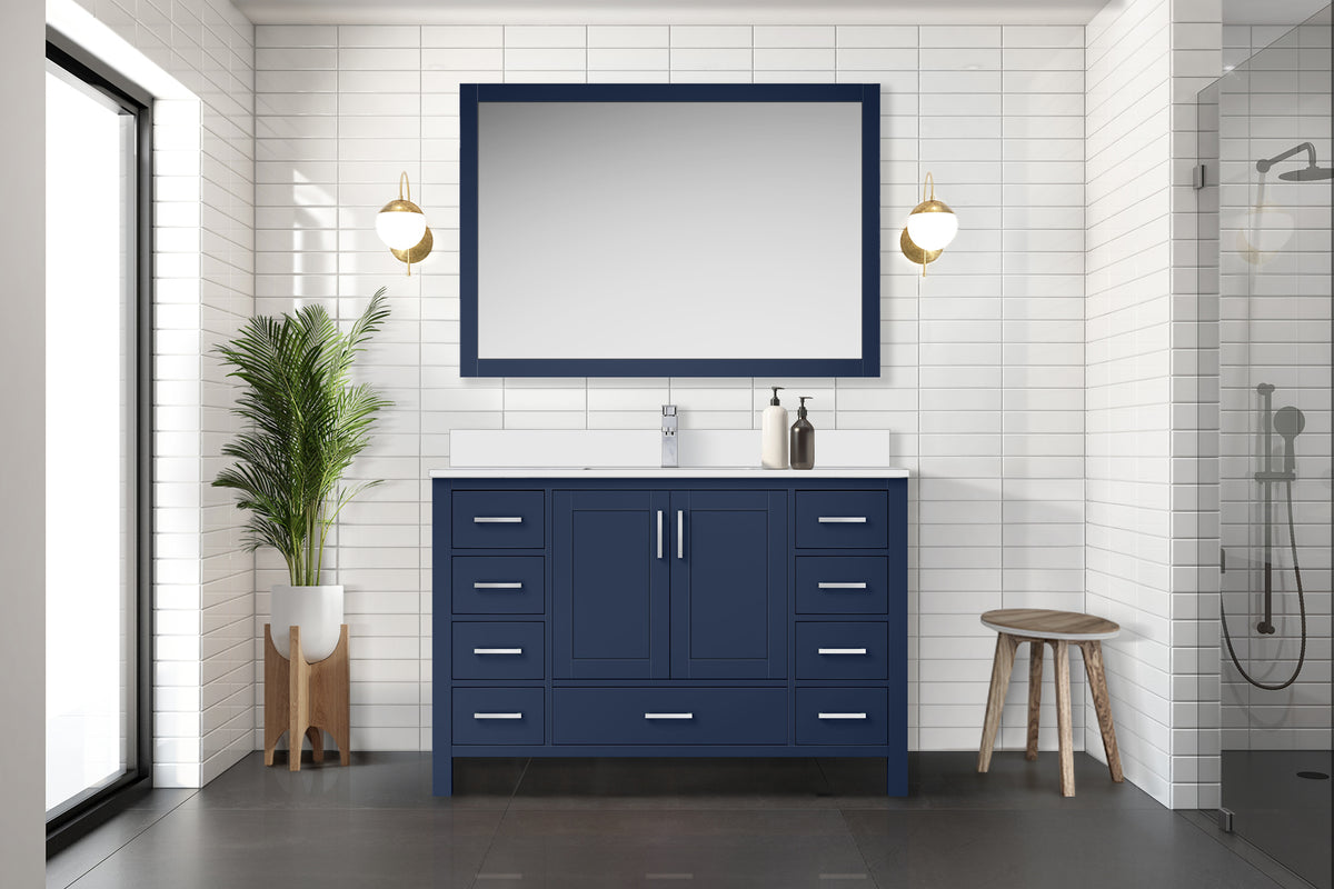 Lexora Jacques 48 in. Navy Blue Single Sink Bath Vanity
