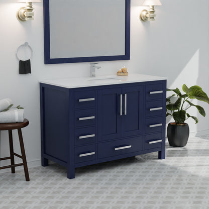 Lexora Jacques 48 in. Navy Blue Single Sink Bath Vanity