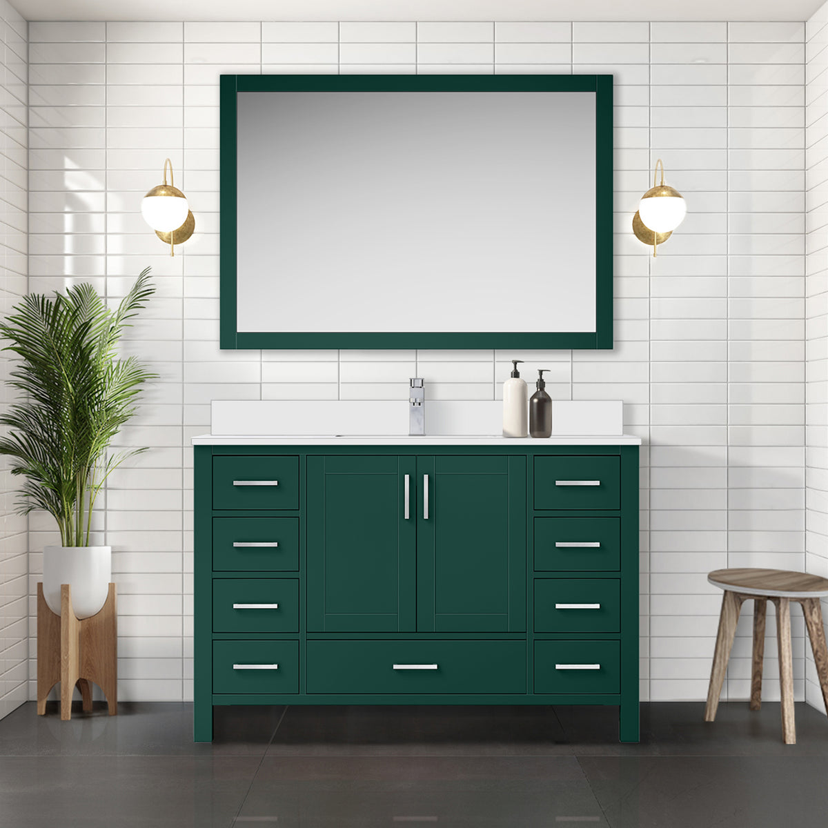 Lexora Jacques 48 in. Green Single Sink Bath Vanity