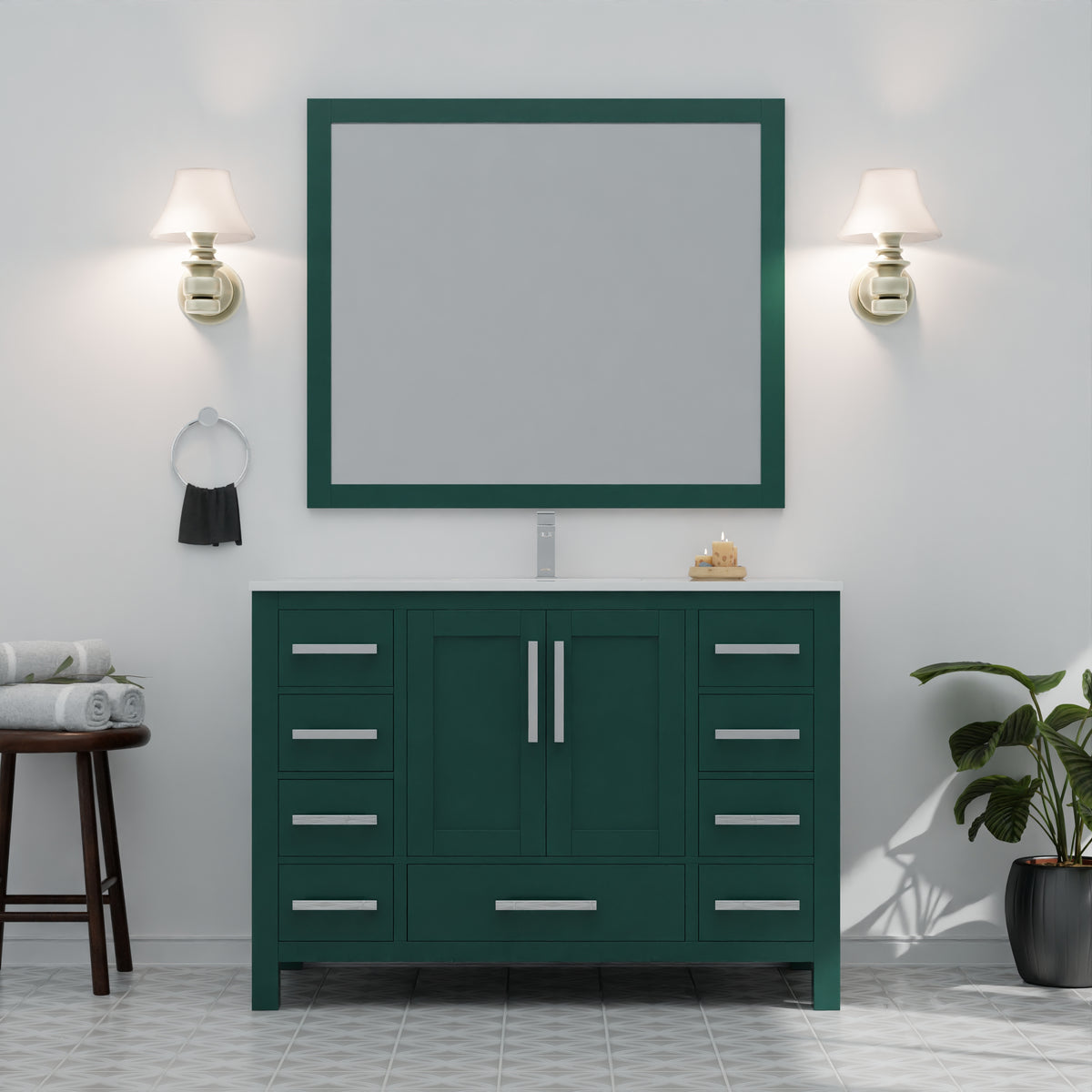 Lexora Jacques 48 in. Green Single Sink Bath Vanity
