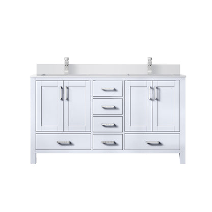 Lexora Jacques 60 in. White Double Sink Bath Vanity