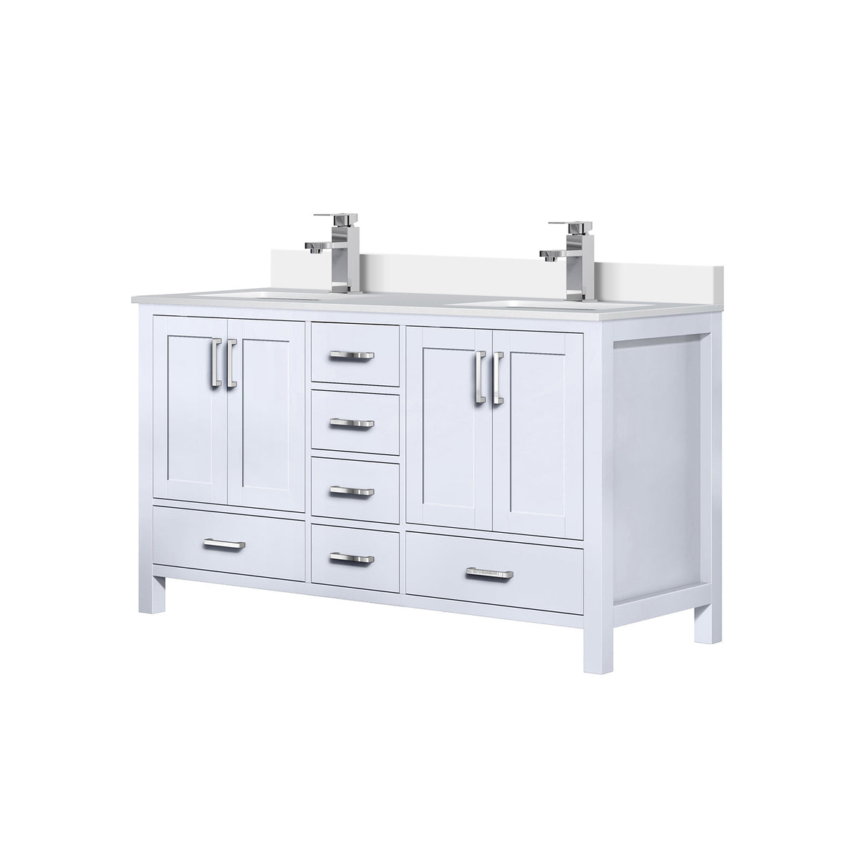Lexora Jacques 60 in. White Double Sink Bath Vanity