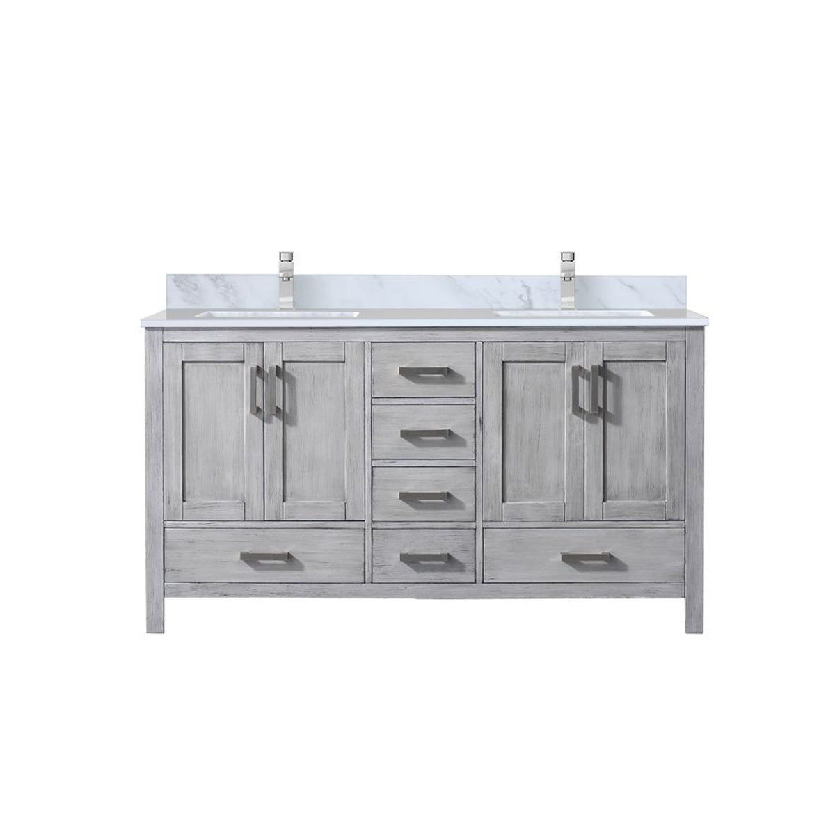 Lexora Jacques 60 in. Distressed Grey Double Sink Bath Vanity