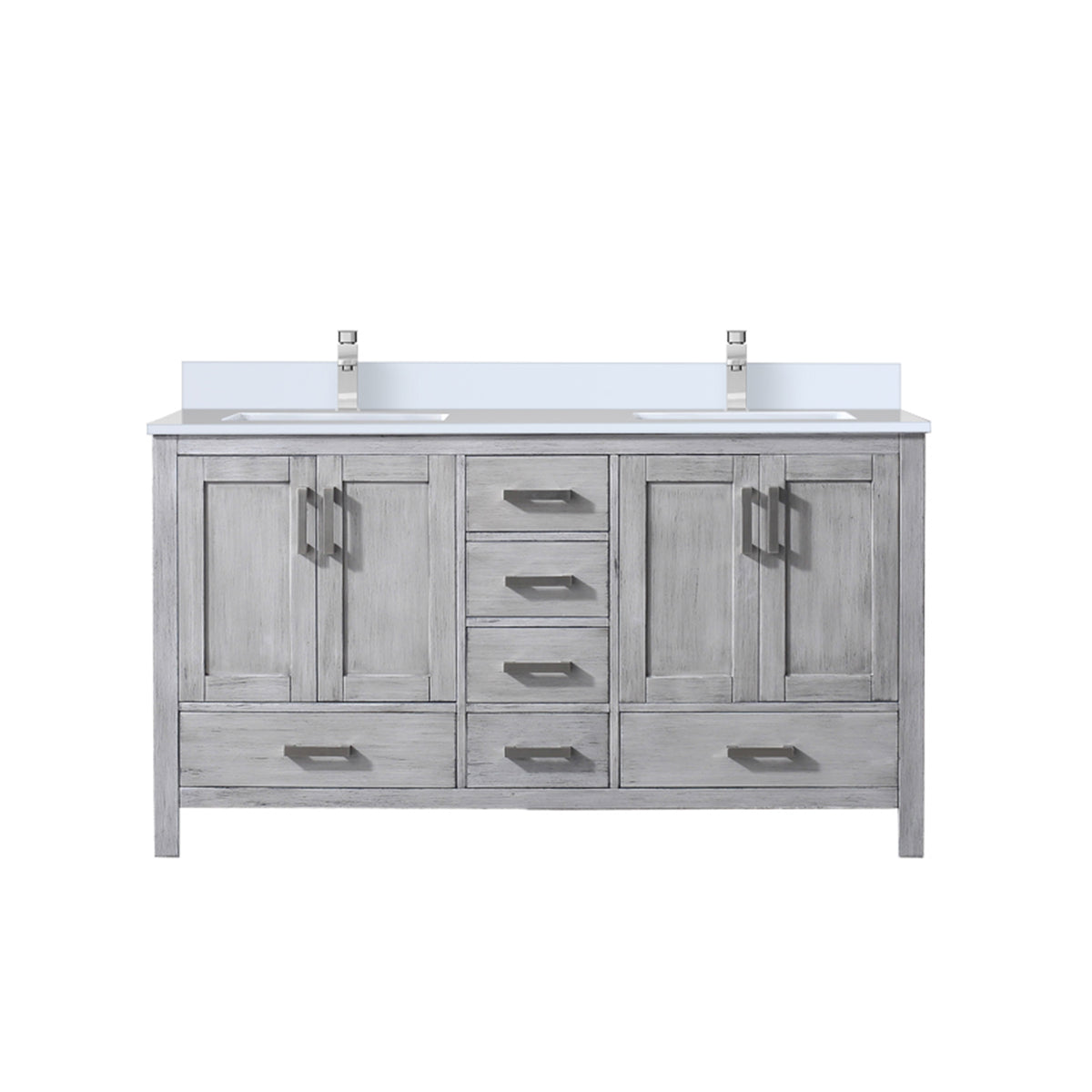 Lexora Jacques 60 in. Distressed Grey Double Sink Bath Vanity