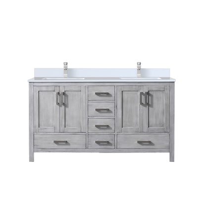 Lexora Jacques 60 in. Distressed Grey Double Sink Bath Vanity