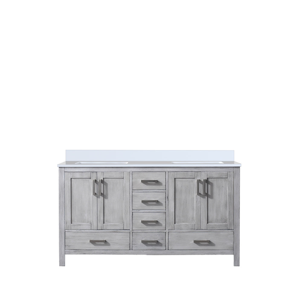 Lexora Jacques 60 in. Distressed Grey Double Sink Bath Vanity