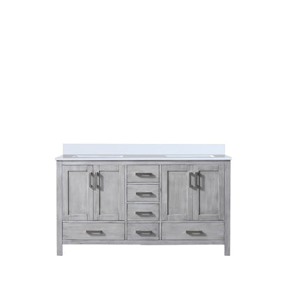 Lexora Jacques 60 in. Distressed Grey Double Sink Bath Vanity