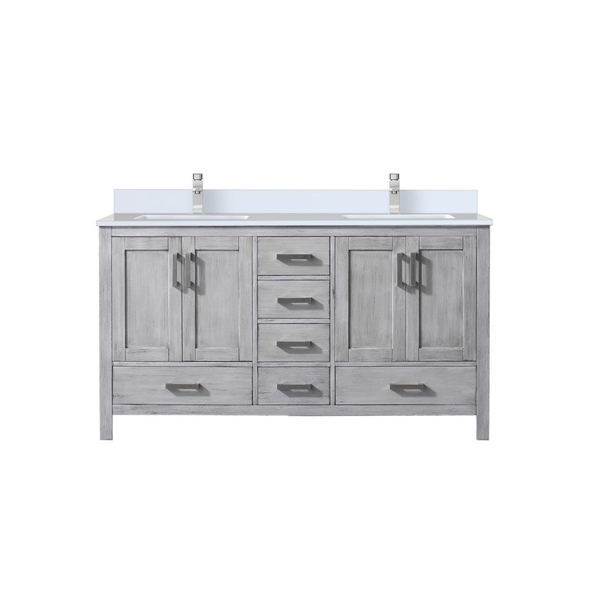 Lexora Jacques 60 in. Distressed Grey Double Sink Bath Vanity