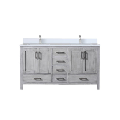 Lexora Jacques 60 in. Distressed Grey Double Sink Bath Vanity