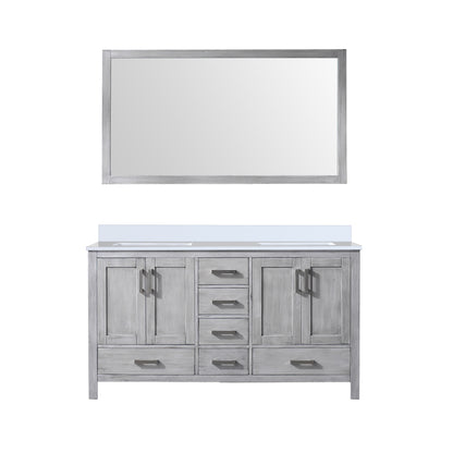 Lexora Jacques 60 in. Distressed Grey Double Sink Bath Vanity