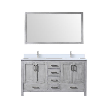 Lexora Jacques 60 in. Distressed Grey Double Sink Bath Vanity