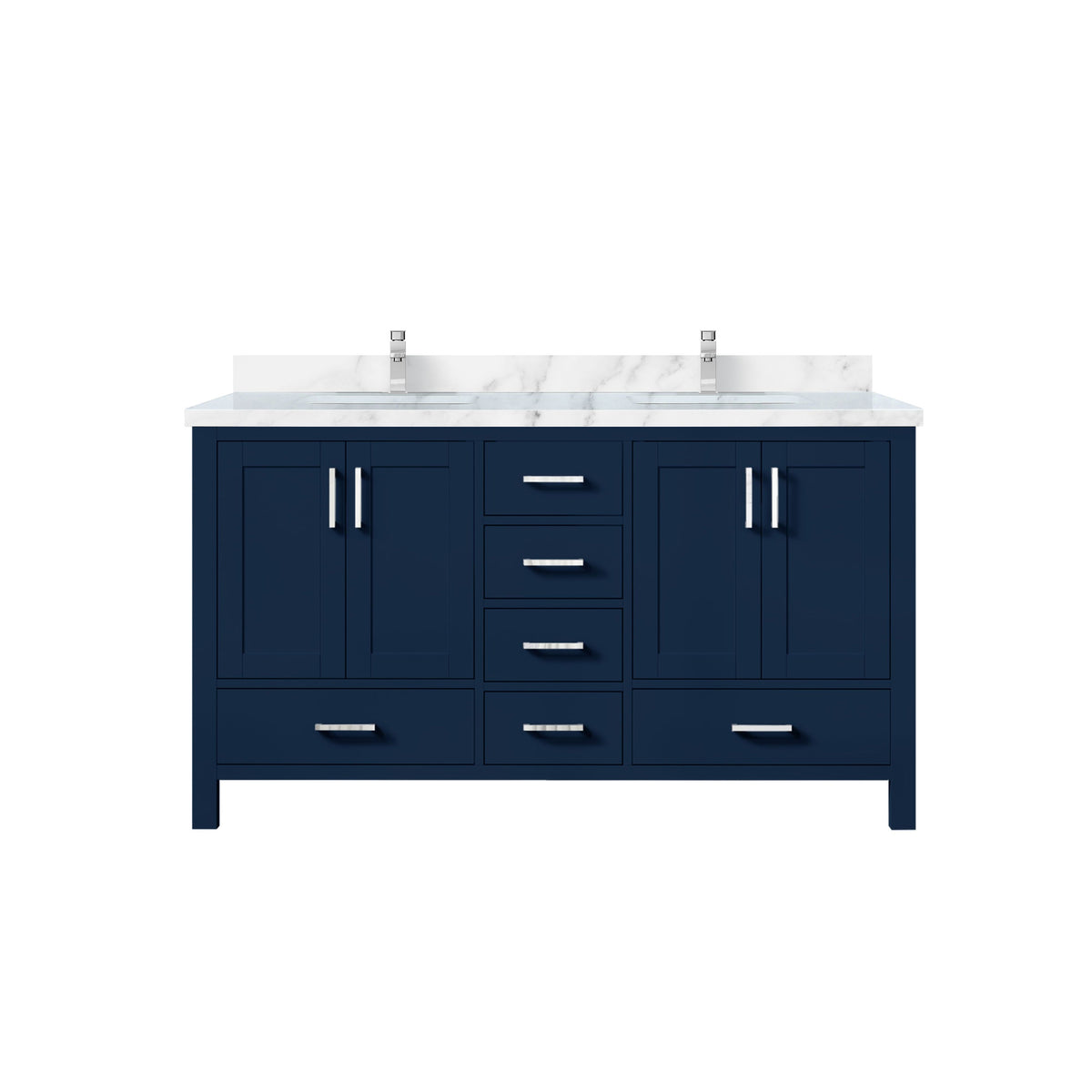 Lexora Jacques 60 in. Navy Blue Double Sink Bath Vanity