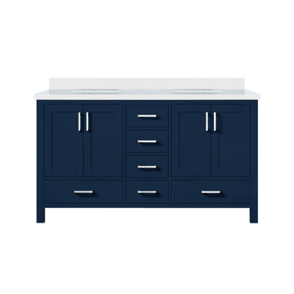Lexora Jacques 60 in. Navy Blue Double Sink Bath Vanity