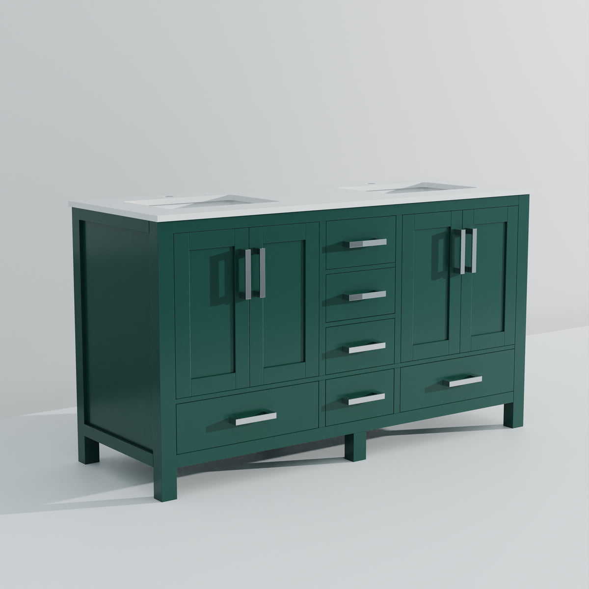 Lexora Jacques 60 in. Green Double Sink Bath Vanity