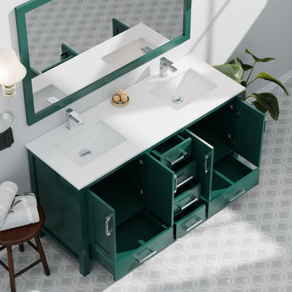 Lexora Jacques 60 in. Green Double Sink Bath Vanity