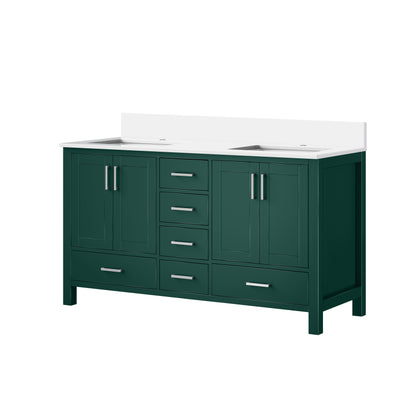 Lexora Jacques 60 in. Green Double Sink Bath Vanity
