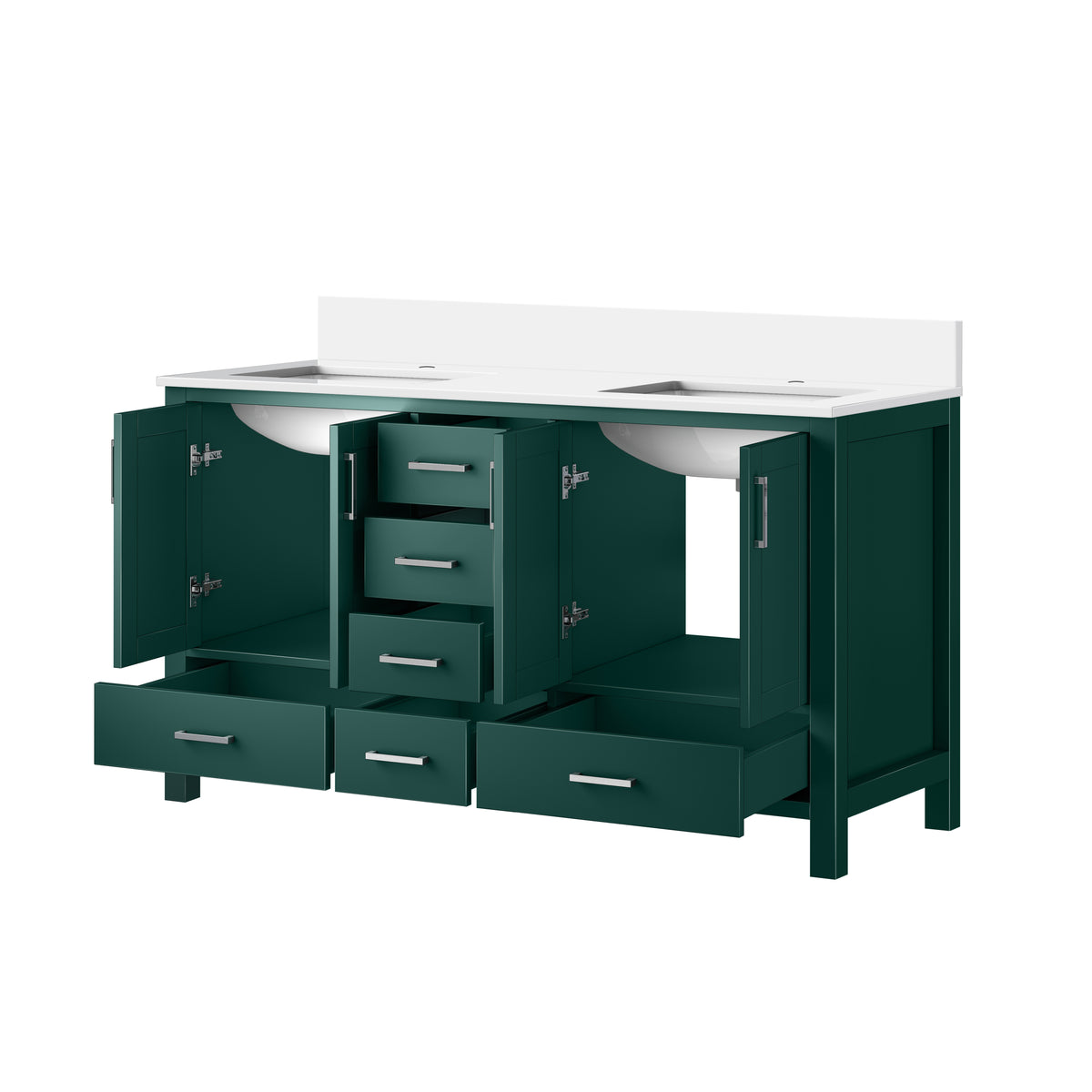 Lexora Jacques 60 in. Green Double Sink Bath Vanity