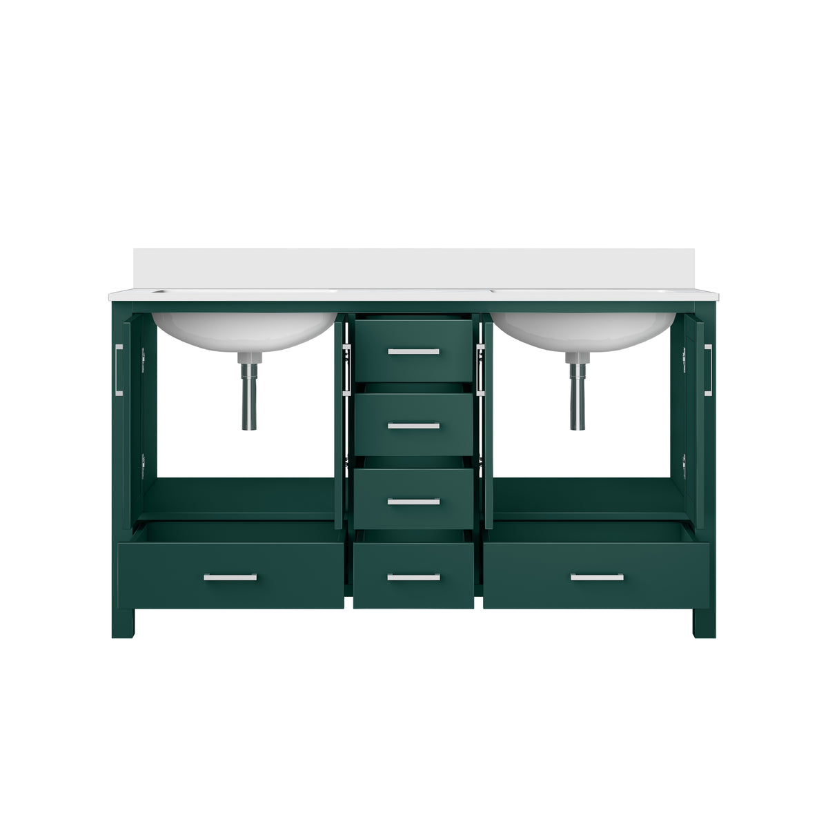 Lexora Jacques 60 in. Green Double Sink Bath Vanity