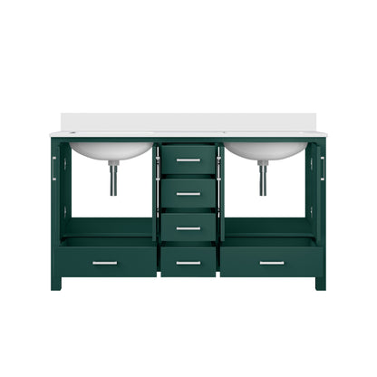 Lexora Jacques 60 in. Green Double Sink Bath Vanity