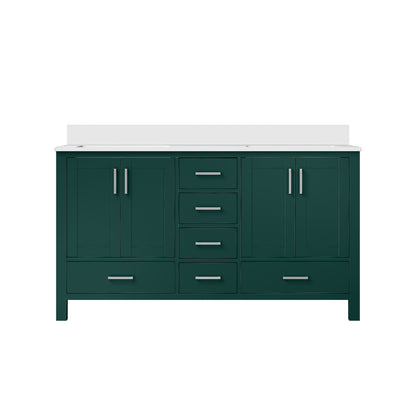Lexora Jacques 60 in. Green Double Sink Bath Vanity
