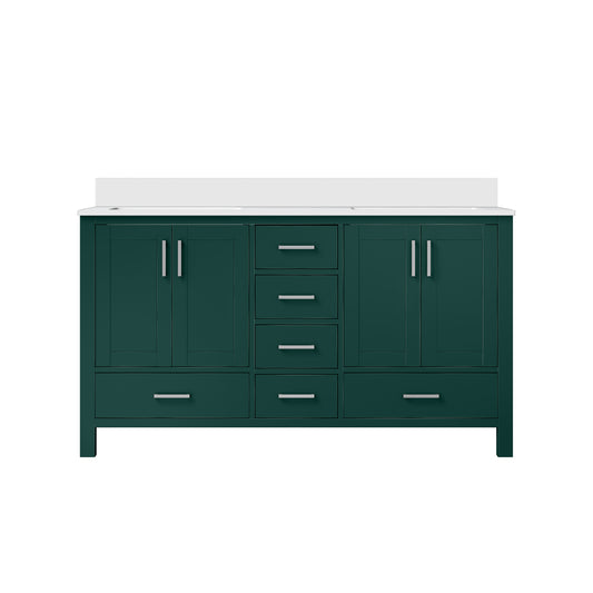 Lexora Jacques 60 in. Green Double Sink Bath Vanity