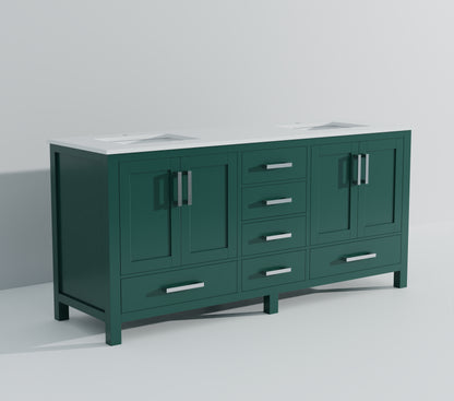 Lexora Jacques 72 in. Green Double Sink Bath Vanity