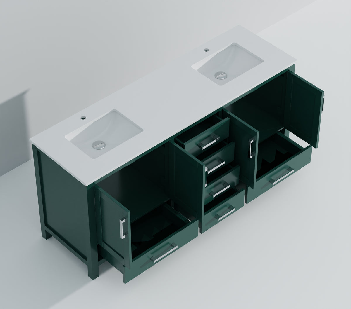 Lexora Jacques 72 in. Green Double Sink Bath Vanity