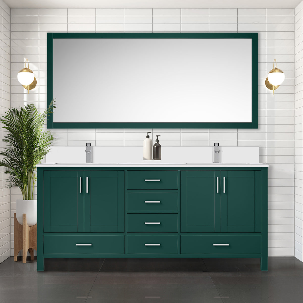 Lexora Jacques 72 in. Green Double Sink Bath Vanity