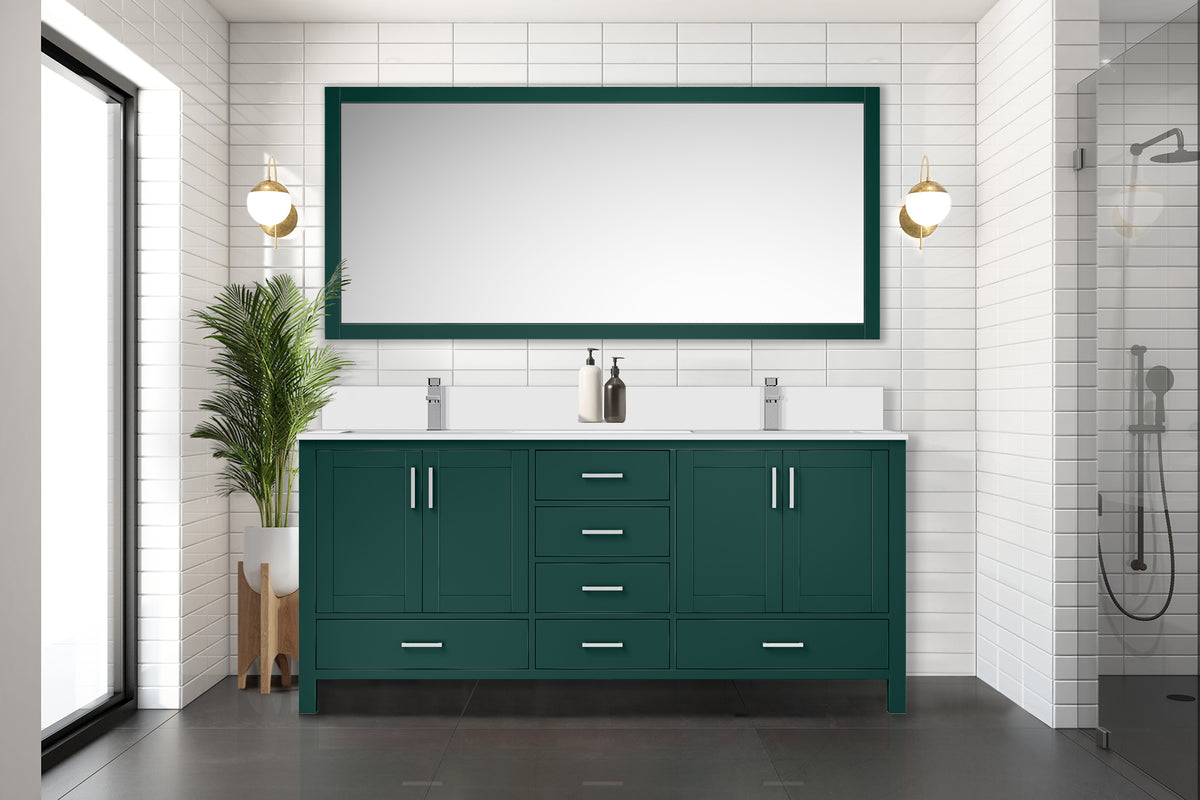 Lexora Jacques 72 in. Green Double Sink Bath Vanity