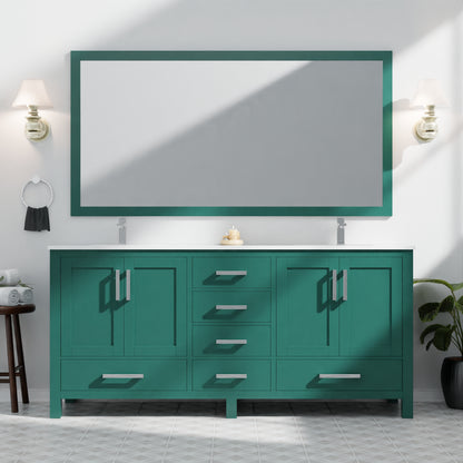 Lexora Jacques 72 in. Green Double Sink Bath Vanity
