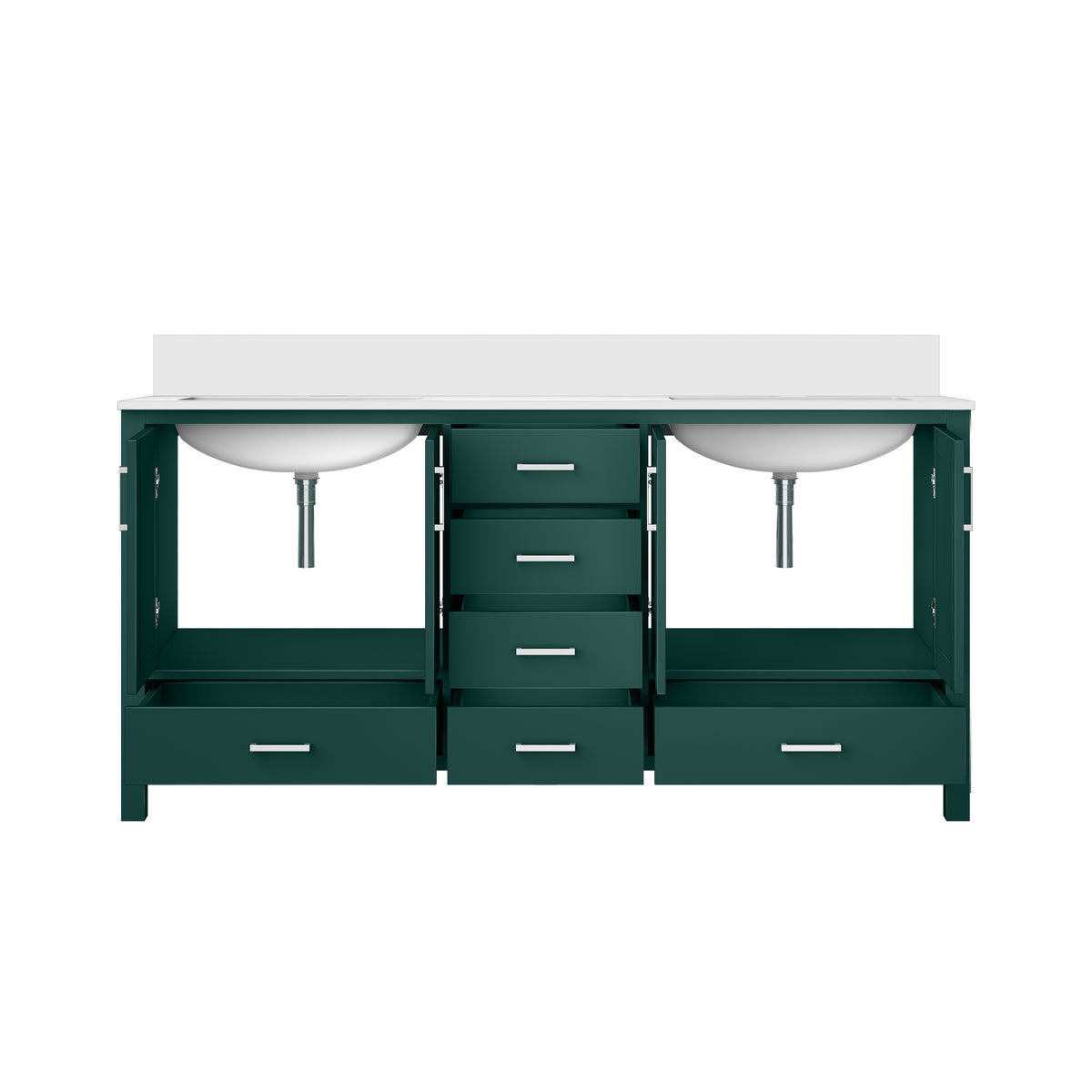 Lexora Jacques 72 in. Green Double Sink Bath Vanity