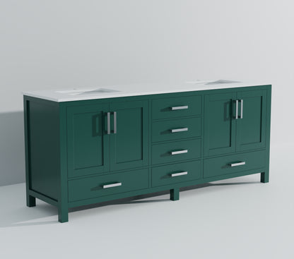 Lexora Jacques 80 in. Green Double Sink Bath Vanity