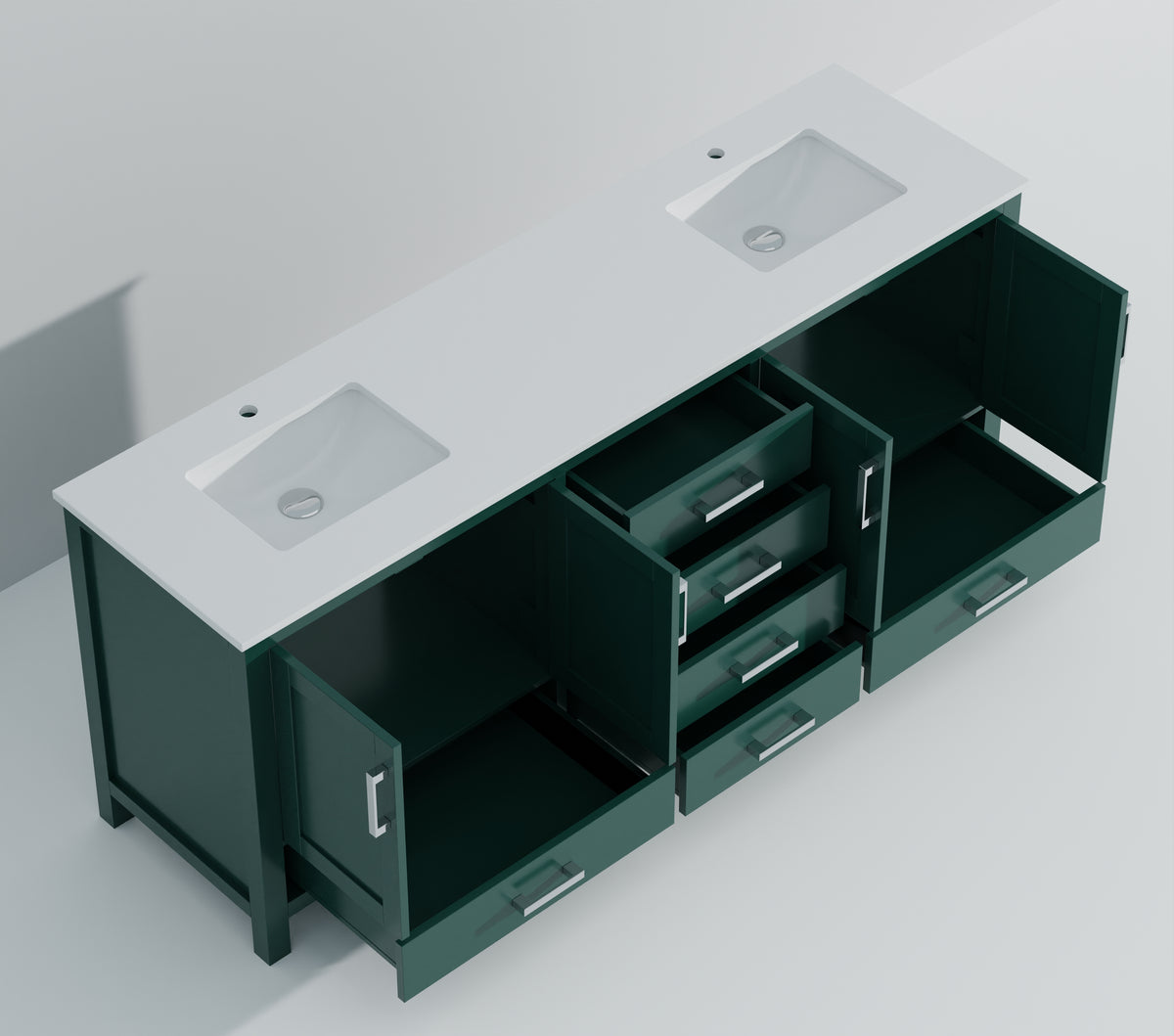 Lexora Jacques 80 in. Green Double Sink Bath Vanity