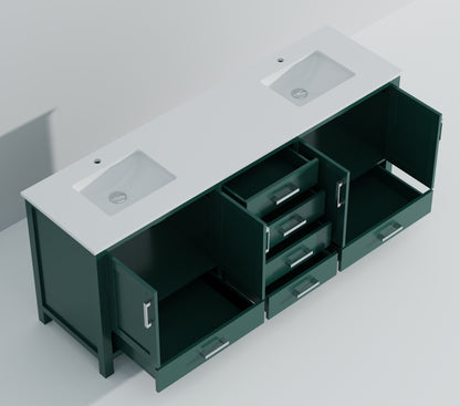 Lexora Jacques 80 in. Green Double Sink Bath Vanity