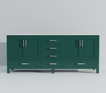 Lexora Jacques 80 in. Green Double Sink Bath Vanity