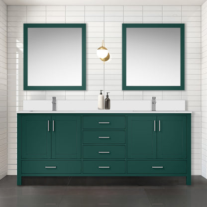 Lexora Jacques 80 in. Green Double Sink Bath Vanity