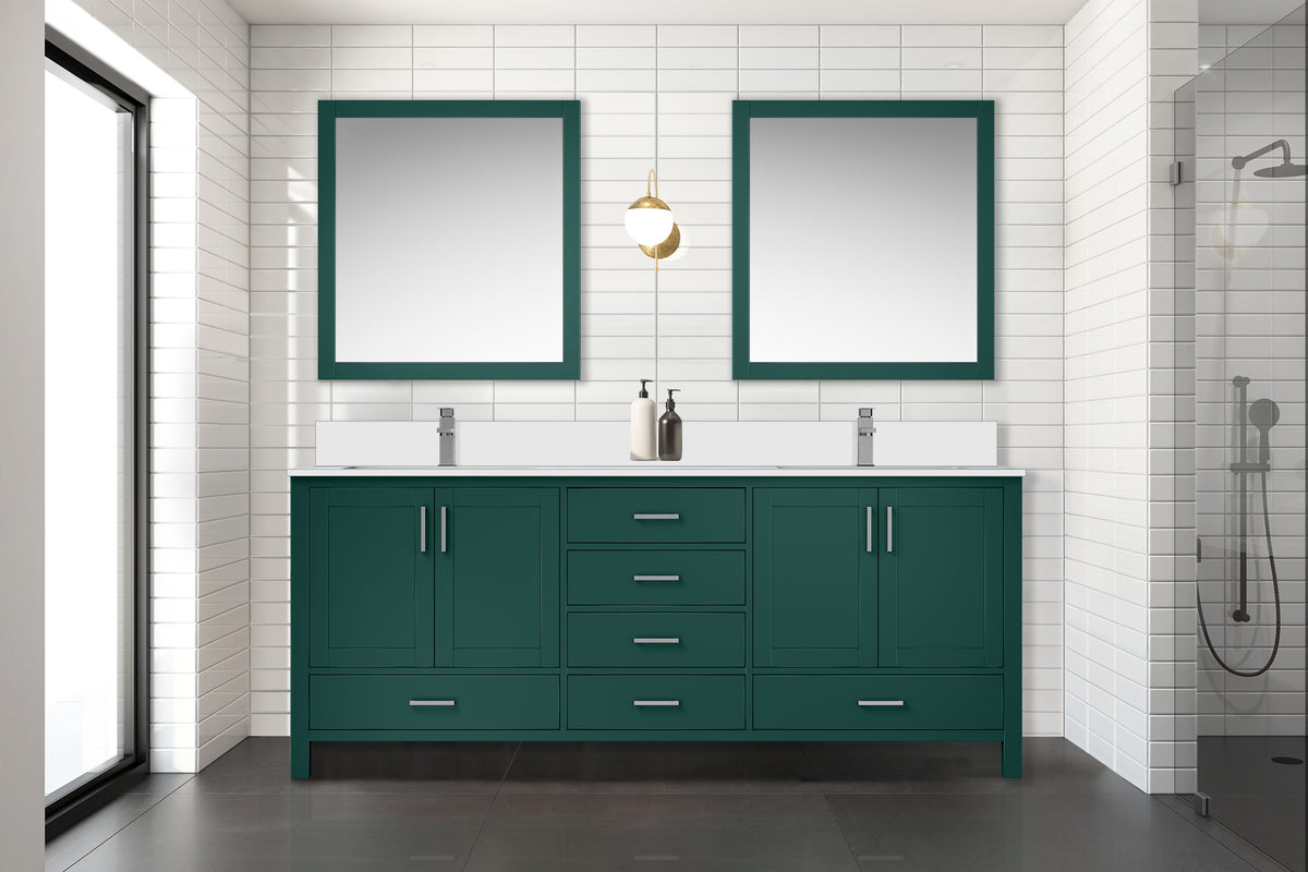 Lexora Jacques 80 in. Green Double Sink Bath Vanity
