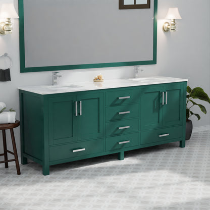 Lexora Jacques 80 in. Green Double Sink Bath Vanity